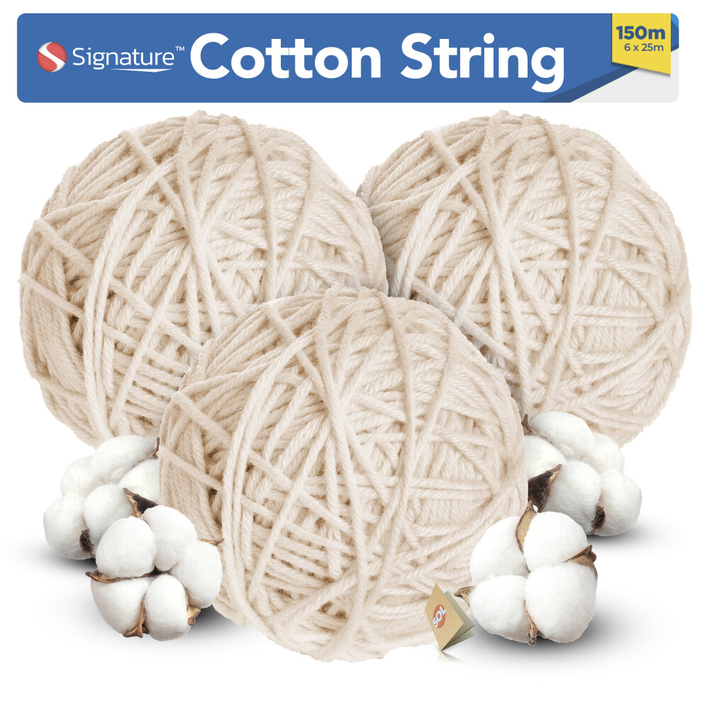 150m White Cotton String | 6m x 25m Macrame Cord, Cooking String