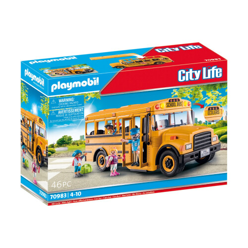 PLAYMOBIL Playmobil School Bus 70983 Side Swing Door and Flashing Lights 46 pc