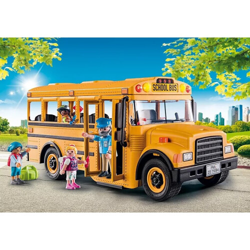 PLAYMOBIL Playmobil School Bus 70983 Side Swing Door and Flashing Lights 46 pc 1