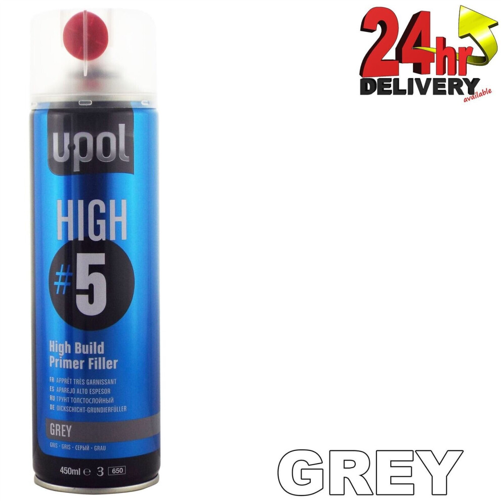 U-Pol High5 1K Ready For Use High Build Paint Primer 450Ml Can Upol Grey 3513854889297