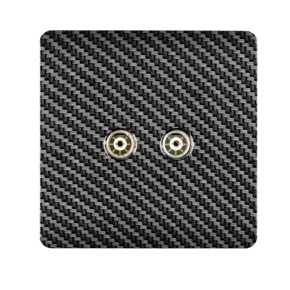 Trendi Artistic Modern Glossy Tactile 2 Gang Tv Socket Carbon Fibre