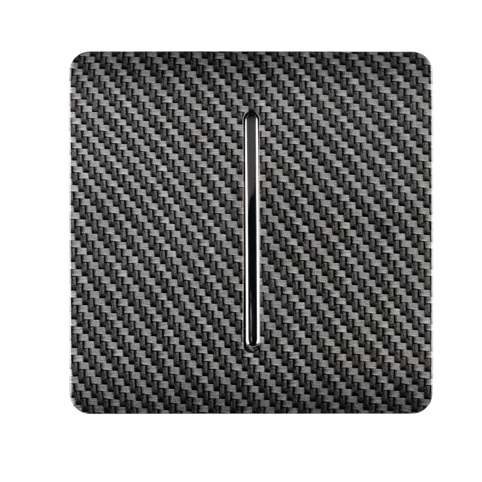 Trendi 1 Gang 3 Way Intermediate Artistic Modern Glossy 10 Amp Rocker Light Switch Carbon Fibre