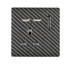 Trendi 1 Gang Artistic Modern Glossy 13 Amp 2 x 2.1mA USB Switched Plug Socket Carbon Fibre