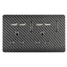 Trendi 2 Gang Artistic Modern 13 Amp 4 x 2.1mA USB Switched Tactile Plug Socket Carbon Fibre
