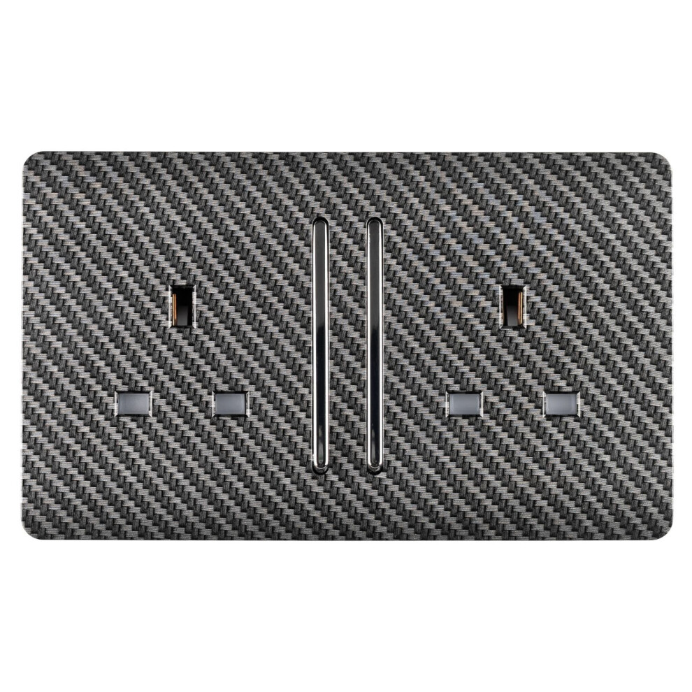 Trendi Switch 2 Gang 13 Amp Switched Plug Socket - Carbon Fibre - Image 3