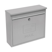 (Silver, Contemporary) GardenKraft Wall-Mounted Letterboxes / 2 Styles & 5 Colours / Secure & Lockable Post Box / Galvanised Steel / Weatherproof / Easy Install