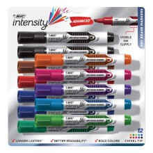 BIC GELITP121AST Low Odor en Dikke Schrijf Drooguitwisbare Markeerder Chisel Tip Assortiment Dozijn
