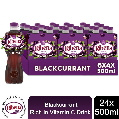 Ribena Blackcurrant Juice Drink FatFree Rich in Vitamin C, 24x500ml on