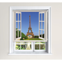 (150 cm Width x 140 cm Drop, Paris Window Cream) Lister Cartwright Blackout Roller Blind Paris Window Scene Windows Blinds Sizes