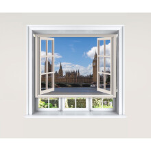 (180 cm Width x 140 cm Drop, London Window Cream) Lister Cartwright Blackout Roller Blind London Window Scene Windows Blinds Sizes