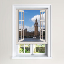 (120 cm Width x 140 cm Drop, London Window Cream) Lister Cartwright Blackout Roller Blind London Window Scene Windows Blinds Sizes