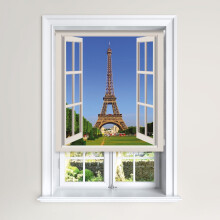 (120 cm Width x 140 cm Drop, Paris Window Cream) Lister Cartwright Blackout Roller Blind Paris Window Scene Windows Blinds Sizes