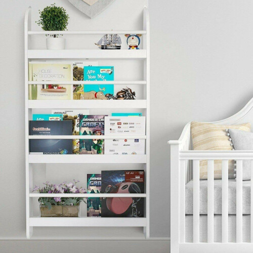 Gr8 Home Wall Mounted Kids Bookcase Display Bookshelf Storage Shelving Rack