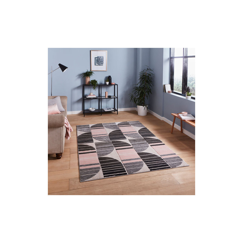 (Grey/Rose, 80 x 150 Cm) Think Rugs Pembroke HB33 Rug