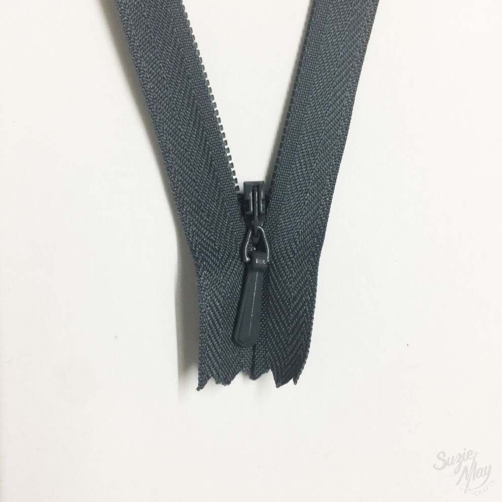 (10) Grey Invisible Zips, 20" - Concealed Zippers For Dress,Skirts,Cushions