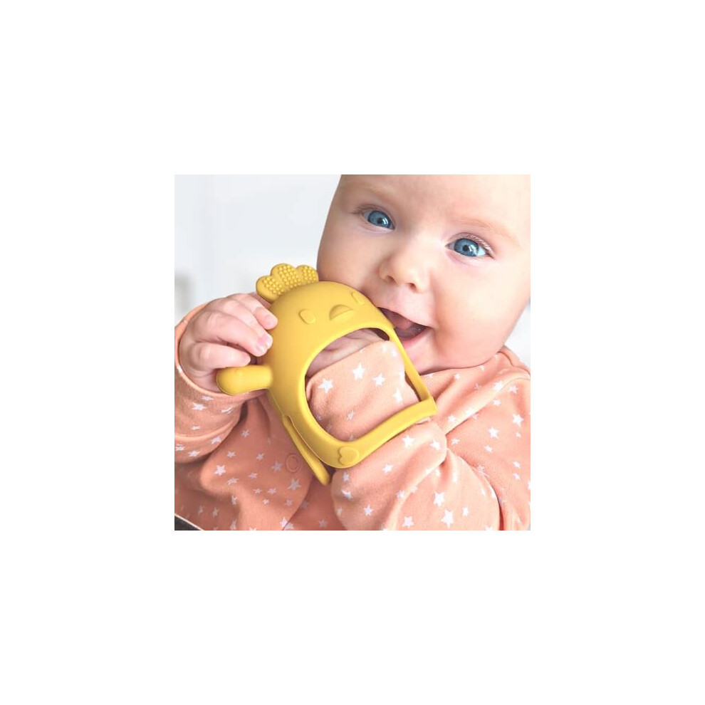 Infatot? Silicone Soothing Chicken Teether Mitten, Baby Silicone Teething Toy Gloves 3D Chicken Shape Prevent Finger Sucking Massages Sore Gums Fit Infatot