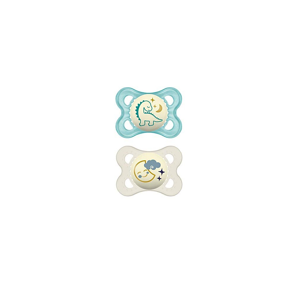 Night Glow In The Silicone Pacifier, 2-Count Dark/Blue Mam
