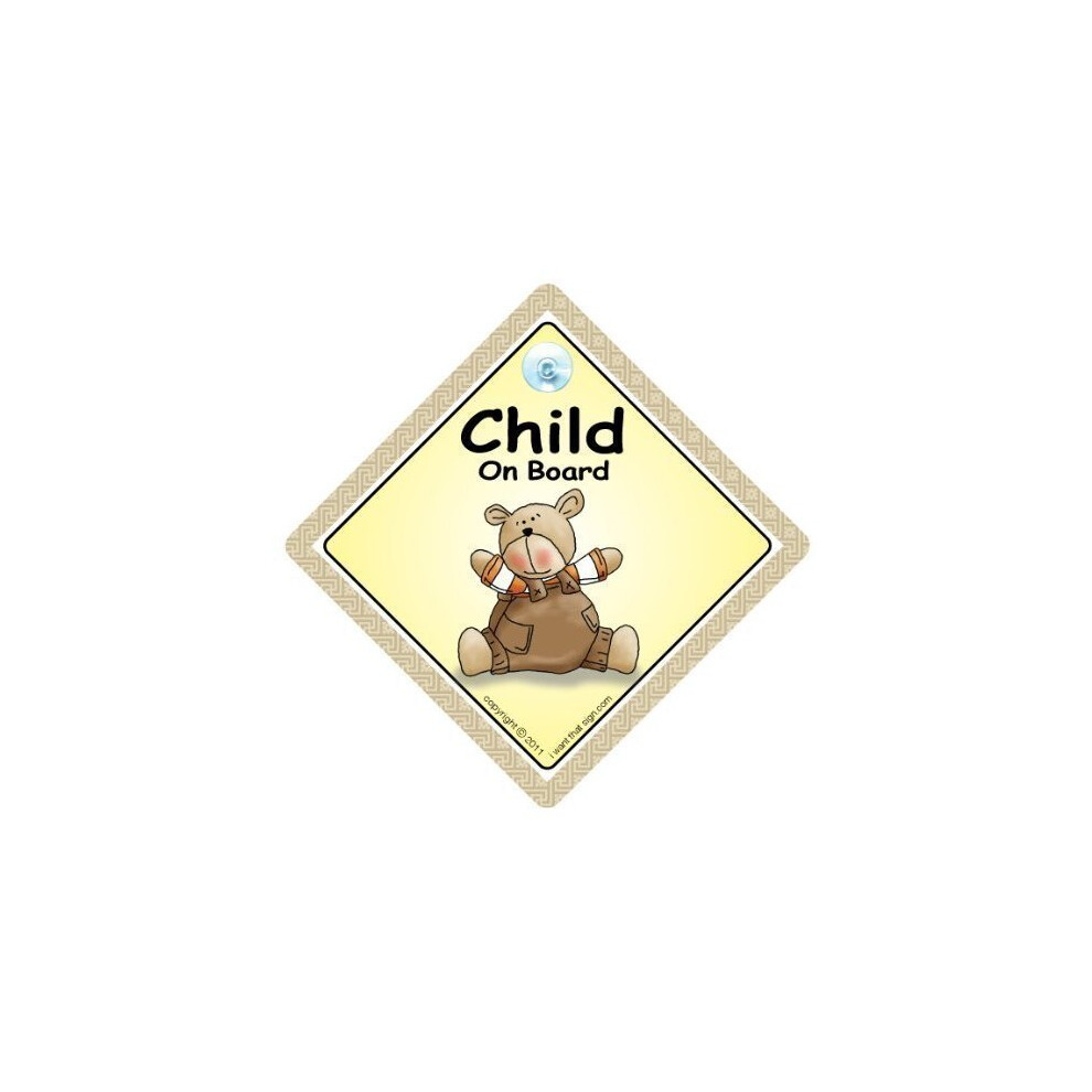 Child On Board, Bear, Baby On Board Sign, Baby On Board, Bumper Sticker Style, Baby Car Sign, Baby In Car Sign, Grandchild On Board Sign Brown Baby Iwantthatsign.com