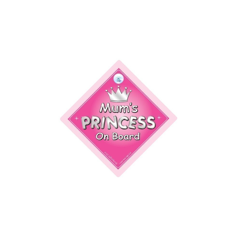 Mum's Princess On Board Car Sign, Suction Cup Car Sign, Princess On Board, Princess Car Sign, Mother, Mum, Car Sign, Baby On Board Sign,Baby On Board, Iwantthatsign.com
