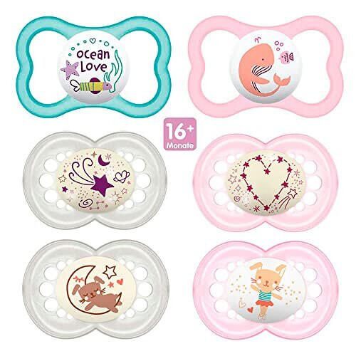 MAM MAM Dummy 16+ Silicone Day & Night pack, 6 pieces