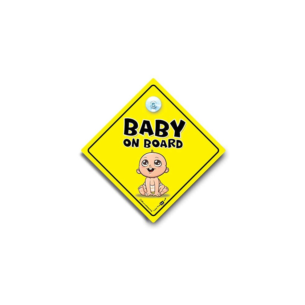 Baby On Board Sign, Cutie, Baby On Board Suction Cup Car Sign Yellow Iwantthatsign.com