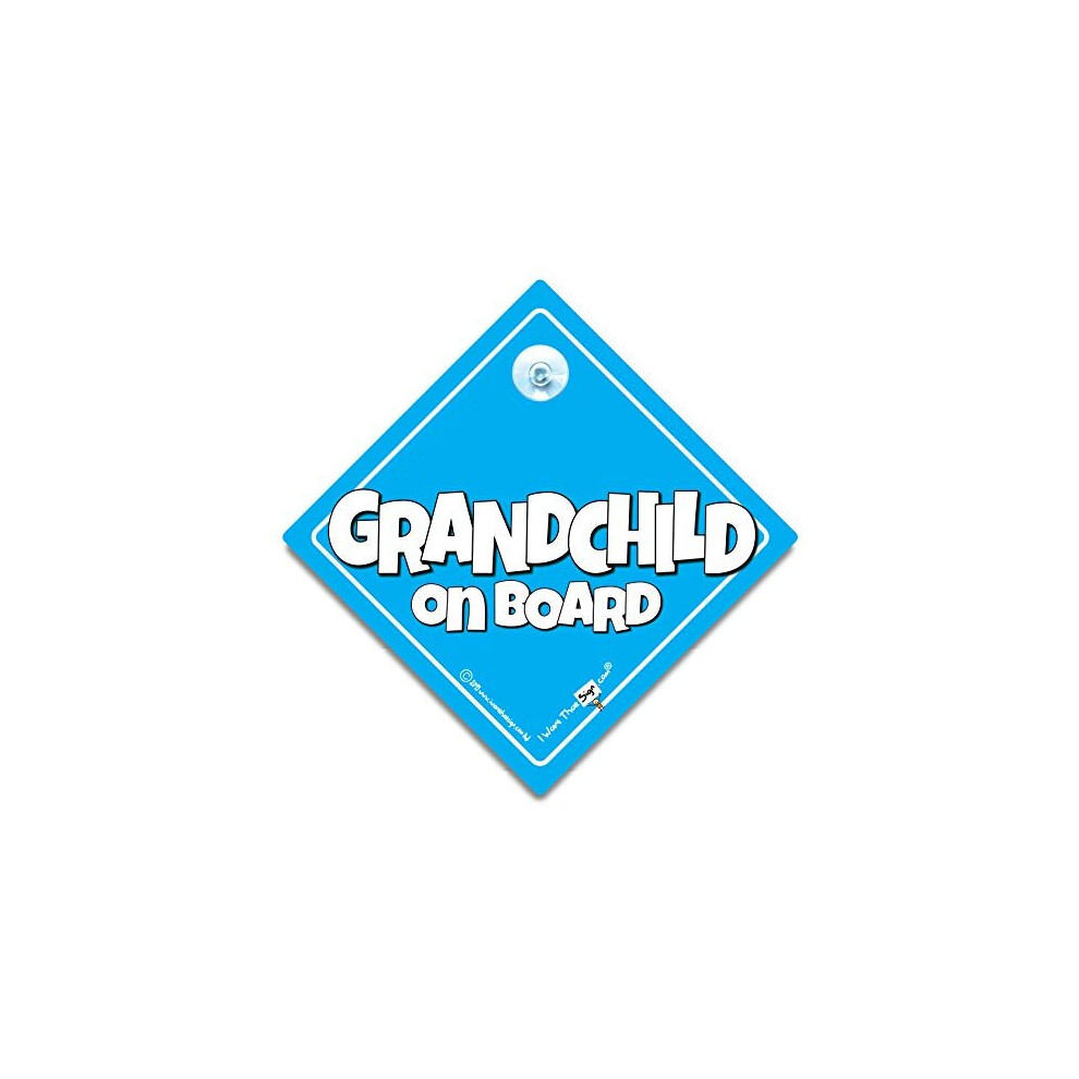 Grandchild On Board Car Sign, Baby On Board Sign For Grandchild, Suction Cup Baby On Board Sign Iwantthatsignltd
