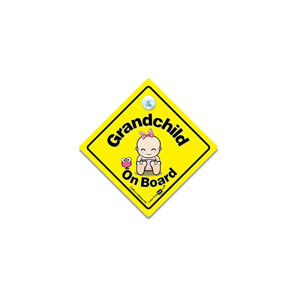 Grandchild On Board Sign Super, Granddaughter On Board Sign, Baby On Board Sign Suction Cup Vehicle Sign Iwantthatsign.com