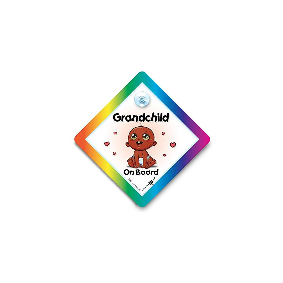 Grandchild On Board Car Sign, Baby On Board Car Sign, Baby On Board Sign For Babies, Suction Cup Baby On Board Sign Black Iwantthatsign.com