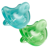 Chicco Soft ergonomic pacifier in silicone x 2, blue / green, 6-16 months