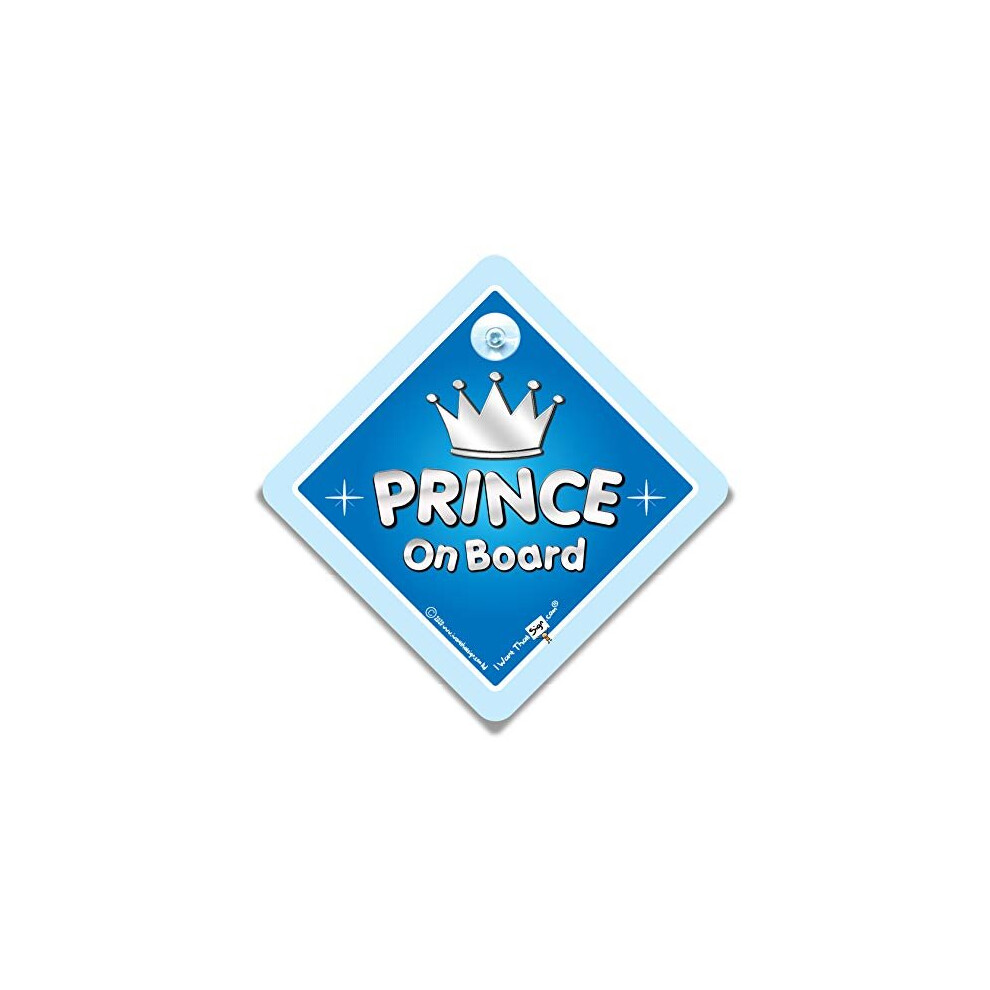 Prince On Board Car Sign, Baby On Board Sign With Suction Cup, Prince In Car Sign Iwantthatsign.com
