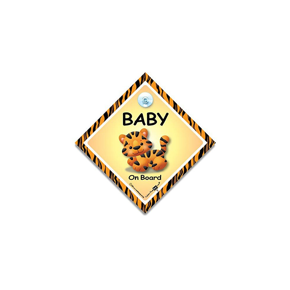 Baby Tiger On Board Sign, Tiger Baby On Board Car Sign, Suction Cup Car Window Sign Iwantthatsign.com