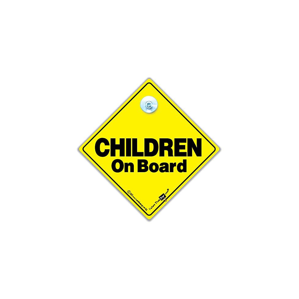 Children On Board Car Sign, Baby On Board Sign, High Visibility And Suction Cup Car Window Sign Designed To Let Other Road Users There Yellow/Black Iwantthatsign.com