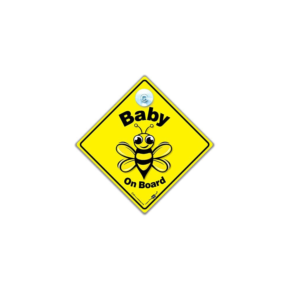 Baby On Board Sign, Baby Bee On Board Sign, High Visibility Advisory Suction Cup Car Window Sign Designed To Let Other Road Users Baby Is In The Car, Iwantthatsign.com