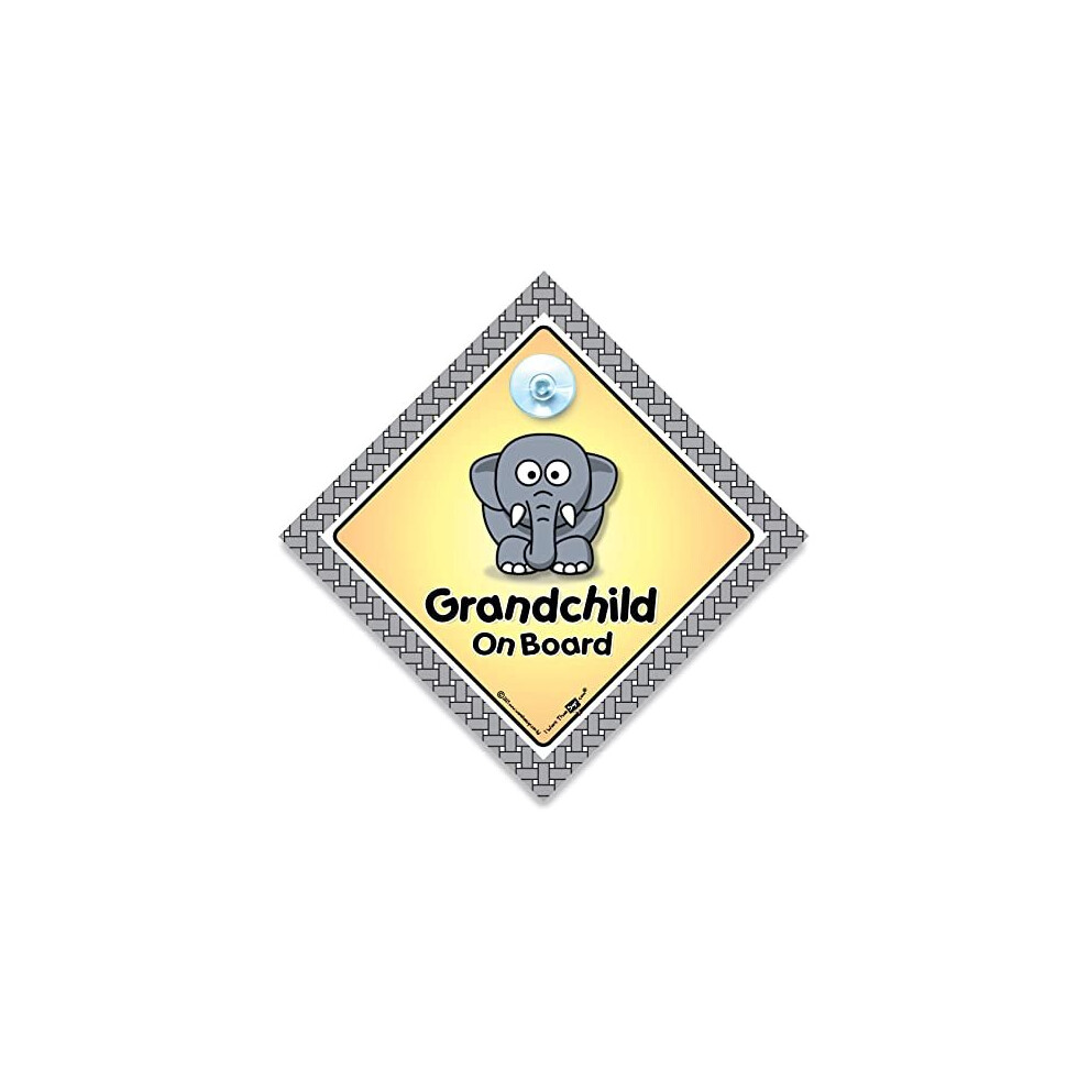 Grandchild Baby Elephant On Board Car Sign, Baby On Board Sign, Grandchild On Board, Designed To Let Other Road Users A Child Is In The Car, 14 Cm X Iwantthatsign.com