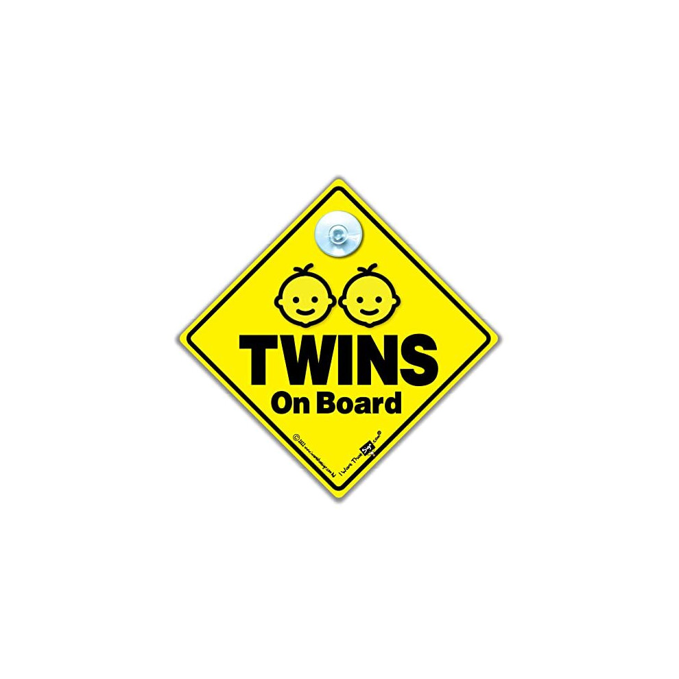 Twins On Board Sign, Baby On Board Sign For Twins, Twins On Board Car Sign, Advisory Car Sign Designed To Let Other Road Users Twins Are In The Car, Iwantthatsign.com