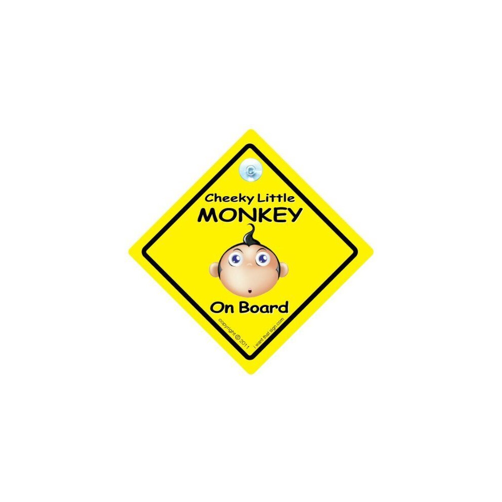 Cheeky Little Monkey On Board Car Sign, Cheeky Monkey On Board Car Sign, Baby On Board Sign Style, Baby On Board, Baby Sign, Baby Car Sign, Yellow Baby Iwantthatsign.com