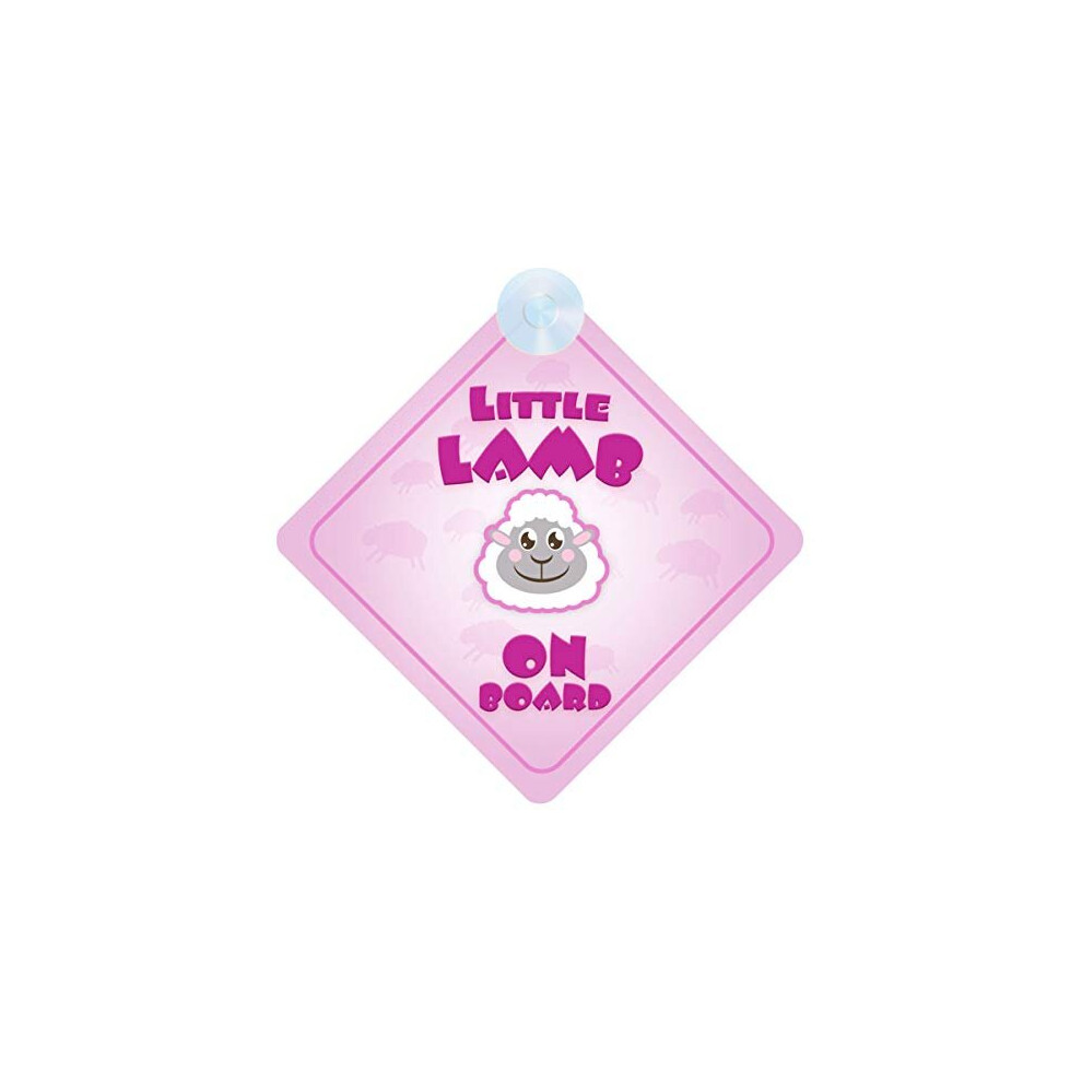 Little Lamb On Board Car Sign For Children/Baby Girls Non Personalised Character Theme Mybabyonboard Uk