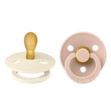 BIBS Colour Symmetrical Soother 2-Pack, BPA Free Dummy Pacifier, Symmetrical Nipple. Natural Rubber Latex, Made in Denmark. 0-6 Months (Pack of 2),