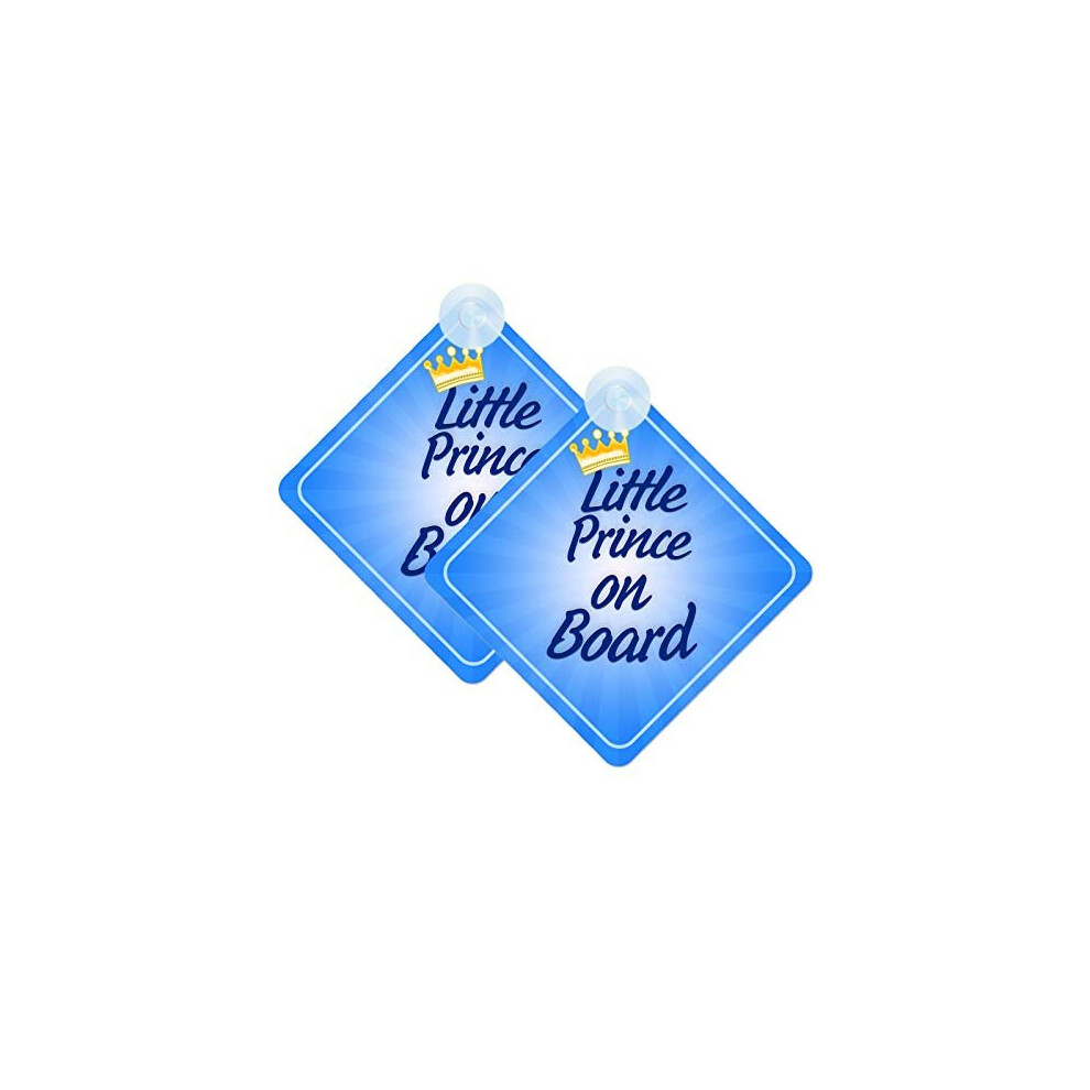 Little Prince Baby On Board Sign For Car Twin Pack 2Pcs Kids Safety Warning Car Sign Blp018 Design Mybabyonboard Uk