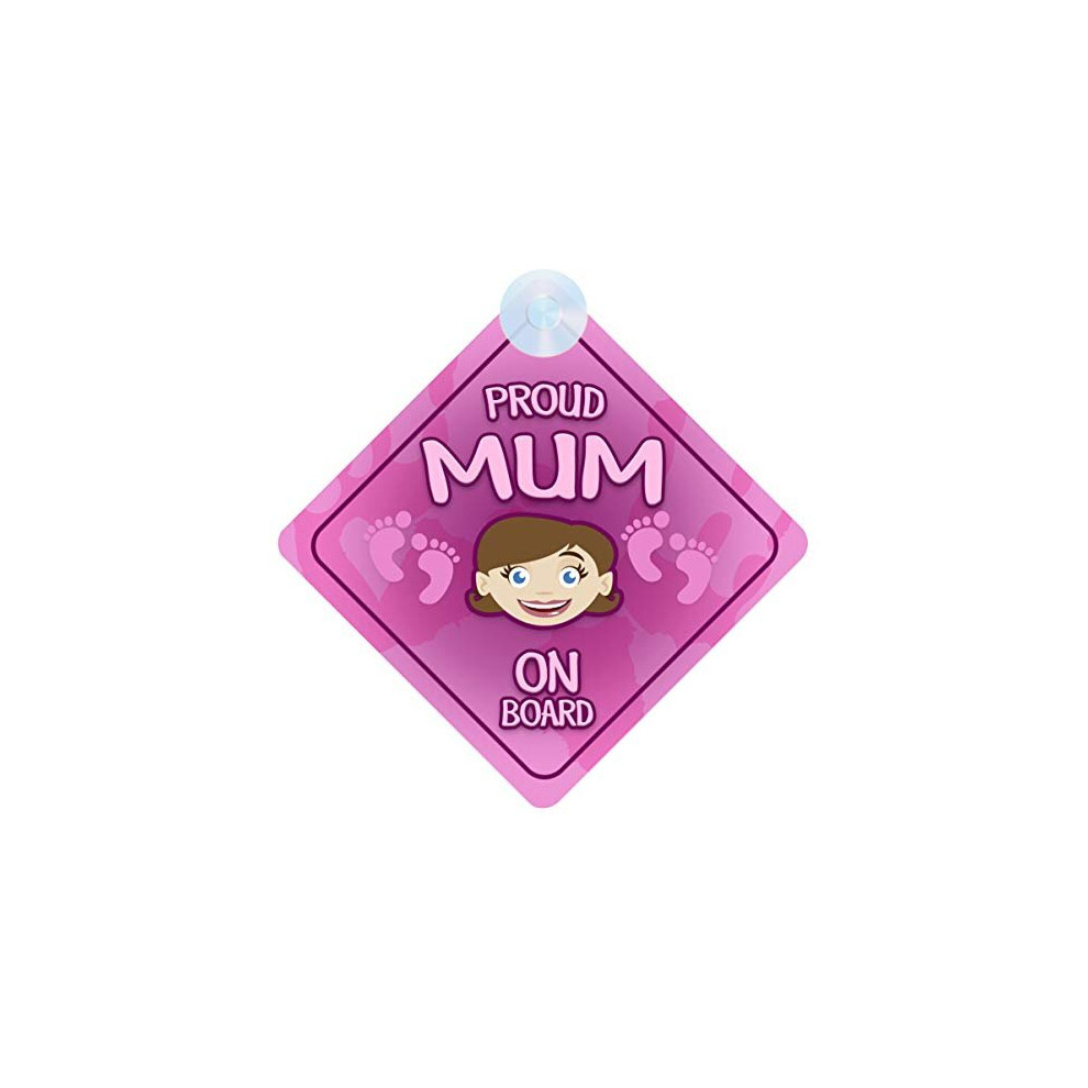 Proud Mum On Board Car Safety Sign For New Mothers/Moms Non Personalised Character Theme Mybabyonboard Uk