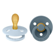 BIBS Colour Symmetrical Soother 2-Pack, BPA Free Dummy Pacifier, Symmetrical Nipple. Natural Rubber Latex, Made in Denmark. 6-18 Months (Pack of 2),