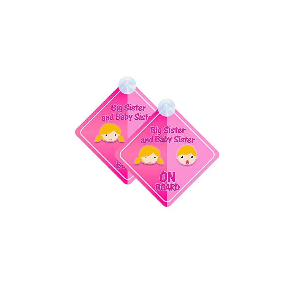 Big Sister And Baby Sister Baby On Board Sign For Car Twin Pack 2Pcs Kids Safety Warning Car Signs Mybabyonboard Uk
