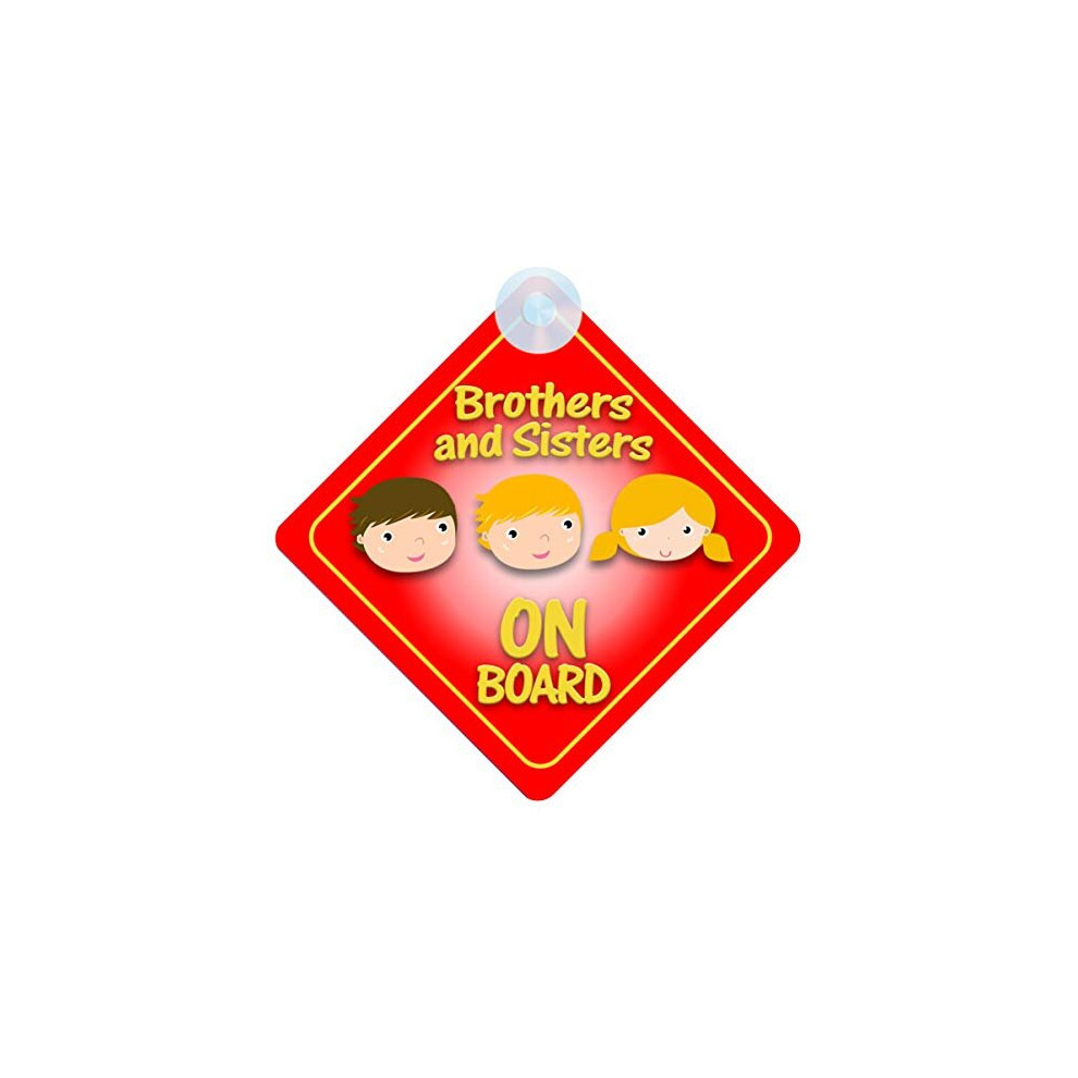 Three Brothers And Sisters On Board Car Sign For Children/Baby Boys And Girls Non Personalised Character Theme Mybabyonboard Uk