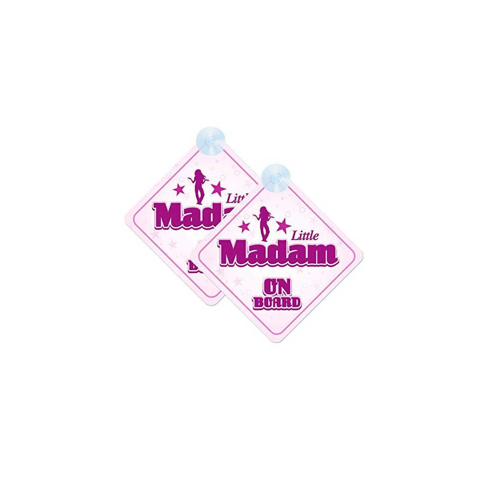 Little Madam Baby On Board Sign For Car Twin Pack 2Pcs Kids Safety Warning Car Signs Mybabyonboard Uk