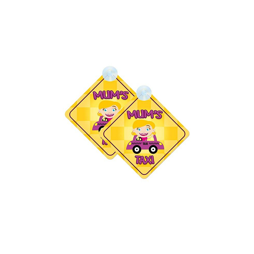 Mums Taxi Baby On Board Style Joke Sign For Car Twin Pack 2Pcs Kids Safety Warning Car Signs Mybabyonboard Uk