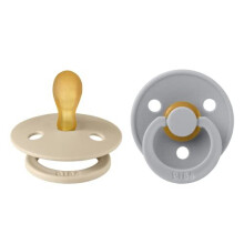BIBS Colour Symmetrical Soother 2-Pack, BPA Free Dummy Pacifier, Symmetrical Nipple. Natural Rubber Latex, Made in Denmark. 0-6 Months (Pack of 2),