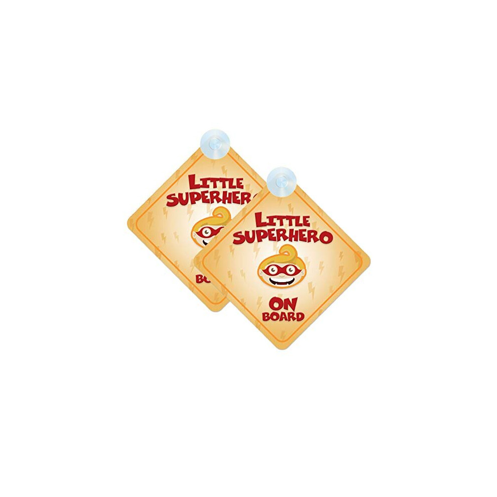 Little Superhero Baby On Board Sign For Car Twin Pack 2Pcs Kids Safety Warning Car Signs Mybabyonboard Uk