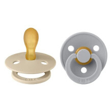 BIBS Colour Symmetrical Soother 2-Pack, BPA Free Dummy Pacifier, Symmetrical Nipple. Natural Rubber Latex, Made in Denmark. 6-18 Months (Pack of 2),