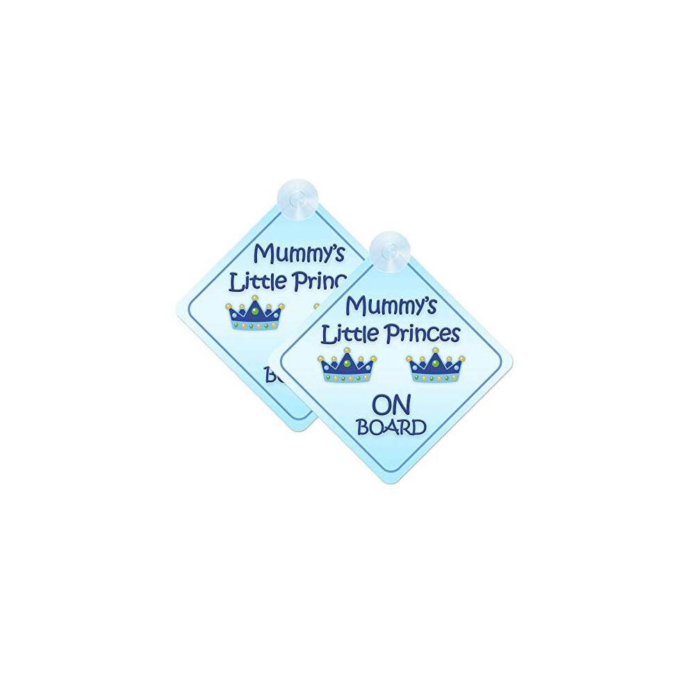 Mummy Little Princes Baby On Board Sign For Car Twin Pack 2Pcs Kids Safety Warning Car Signs Mybabyonboard Uk