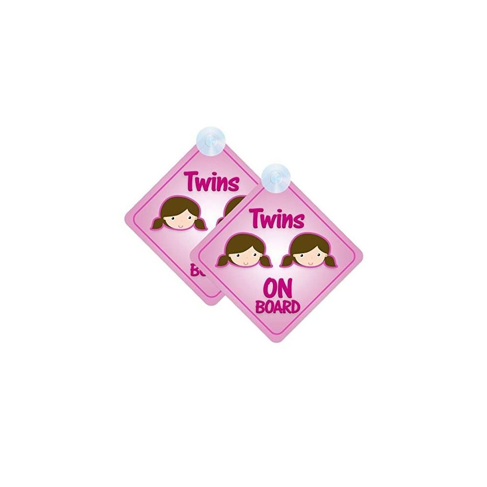 Twins Girls Baby On Board Sign For Car Twin Pack 2Pcs Kids Safety Warning Car Signs Mybabyonboard Uk